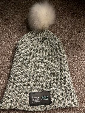Love Your Melon Ivory & Gray Knit Beanie with Logo Patch